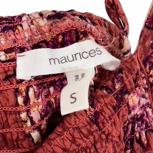 Maurice’s Rust Red Floral Maxi Sundress Strappy Back Boho Festival Size Small - Picture 5 of 7